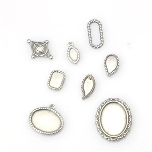 Basi per Ciondoli Cabochon DIY in Acciaio Inossidabile Ovale Goccia Quadrata Vassoio Vuoto per Creazione Gioielli Collana Bracciale
