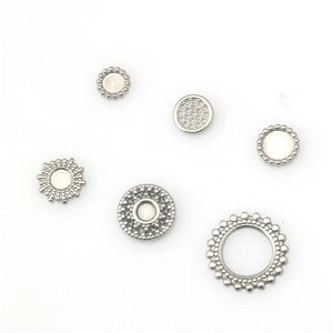 Variety of silver stainless steel round and oval pendant bases for DIY jewelry making