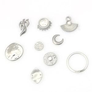 Stainless Steel DIY Pendant Charms Flame Moon Fan Geometric Shapes For Hip Hop Jewelry Making Accessories Personalized