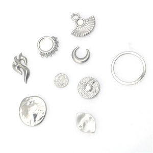 Hip-hop stainless steel flame and moon pendant charm set for DIY jewelry making