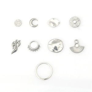 Hip hop stainless steel pendants collection with moon, flame, and fan shapes for DIY jewelry