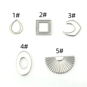 Detailed set of geometric stainless steel charms including teardrop and fan shapes