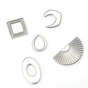 Stainless steel geometric pendants featuring oval, teardrop, and fan shapes for DIY jewelry