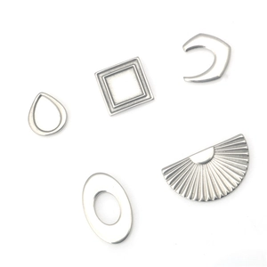 DIY stainless steel jewelry charms set featuring teardrop, crescent and fan pendants