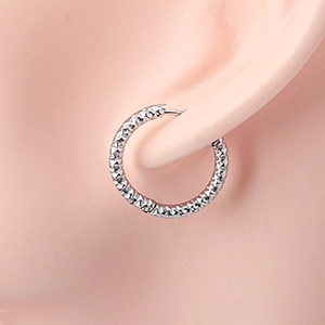 Stainless Steel Starry Texture Hoop Earrings For Men Women Minimalist Silver Color Diamond Cut Sparkling Geometric Circle Ear Jewelry