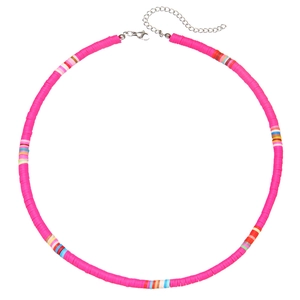 Colorful Bohemian handmade rainbow heishi clay bead choker necklace with lobster clasp