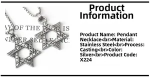 Detailansicht silberner Hexagramm-Anhänger aus Edelstahl mit Vintage-Gravuren