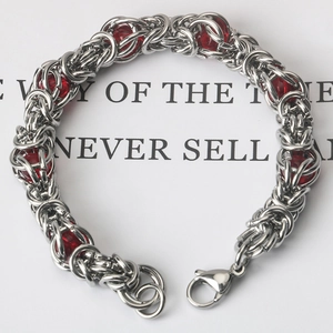Handmade Titanium Steel Byzantine Chain Bracelet With Colorful Beads Fashion Hip Hop Jewelry For Men Women Daily Accessory