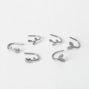 Stainless Steel Tulip Leaf Ear Cuffs Minimalist Non Pierced Clip On Earrings Botanical Floral Fashion Jewelry For Women