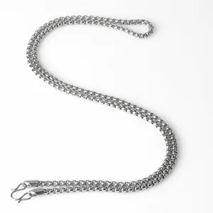Collier chaîne à perles de 70 cm en acier inoxydable pour hommes et femmes avec crochet S