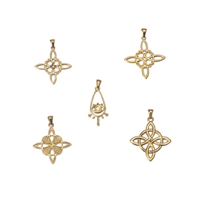 Goldene Hexenknoten Anhänger aus Edelstahl mit bösem Blick für DIY Schmuck