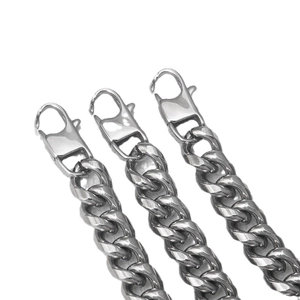 Polished stainless steel Cuban link bracelet for men with heavy duty lobster clasp closure