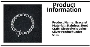 Close-up of stainless steel O-chain bracelet with OT clasp toggle on dark background