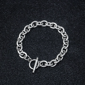 Punk Minimalist Titanium Steel O-Chain Bracelet For Men Women Unisex Silver Toggle Clasp OT Clasp Industrial Style Jewelry