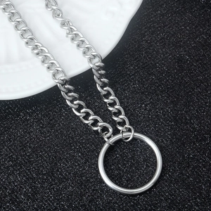 Collana minimalista in acciaio inossidabile con ciondolo circolare e finitura lucida