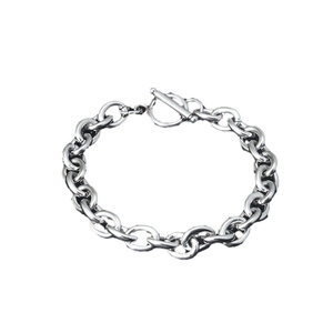 Stainless steel O-chain bracelet with classic toggle clasp for a bold unisex style
