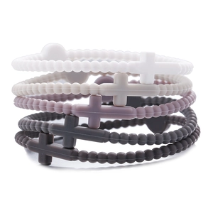 Morandi silicone beaded cross bracelets set for adults and children in various colors