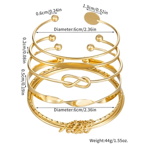 Set di 6 bracciali rigidi boho dorati con nodi e simboli infinito per donne stile impilato