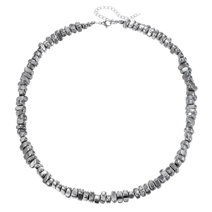 Irregular silver beads necklace with polished metallic finish and adjustable lobster clasp