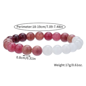 Naturkristall-Armband mit rosa und weißen Perlen inklusive detaillierter Größenangaben