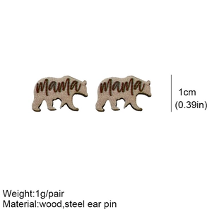 Detail of mama bear wooden studs with size and weight specs for Mother's Day