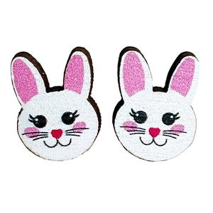 Cute white bunny stud earrings for women and kids, minimalist Easter rabbit jewelry design