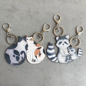 Süßer Holz Tier Schlüsselanhänger Katze Waschbär Igel Freundschaft Geschenk Damen Legierung Ring Holz Anhänger Zum Muttertag