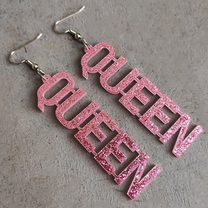 Boucles d'Oreilles Pendantes Queen en Acrylique à Paillettes Mode pour Femmes Fête Club Boucles d'Oreilles Longues Bijoux