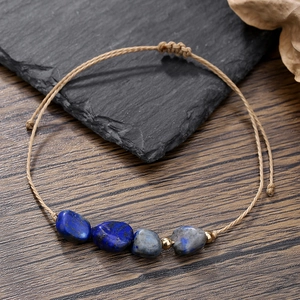 Bracciale in pietra naturale di lapislazzuli con cordino intrecciato a mano regolabile