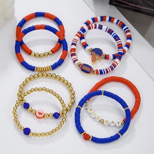 Buntes American Football Armband-Set mit Game Day Perlen und Helm-Anhängern für Fans