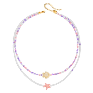 Bohemian Handmade Multilayer Glass Seed Bead Necklace For Women Ocean Sea Turtle Starfish Conch Shell Pendant Jewelry