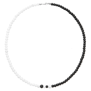 Collar de cuentas yin yang en blanco y negro con cierre de mosquetón de acero