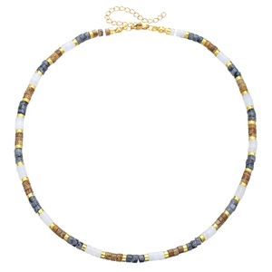 Girocollo boho minimalista con perline di pietra multicolore e chiusura dorata regolabile