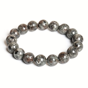 Bracciale yoga con perline in labradorite e pietra di luna con texture in pietra grigia