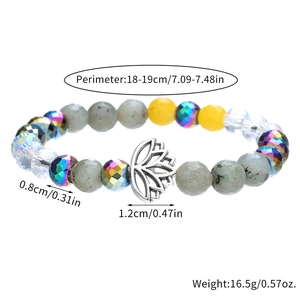Bracciale loto in pietre preziose colorate con occhio di tigre e perle di pietra di luna