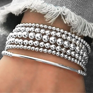 Juego de Pulseras de Cuentas de CCB Metálicas de Varias Capas Bohemias para Mujer Minimalista Apilable Oro Plata Chapado Joyería de Moda