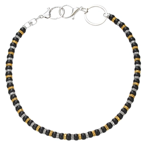 Chaîne de taille vintage en perles noires mates avec motif grec et mousquetons