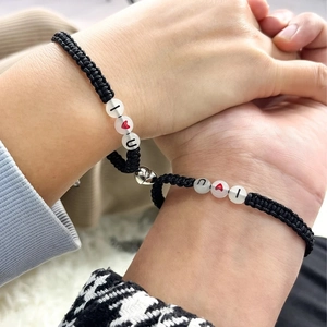 Pulseras luminosas I Love You para parejas con cierre magnético corazón y cordón