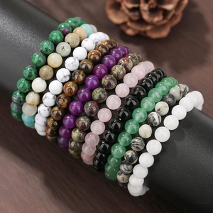 Bracciali vintage unisex in pietre naturali con perle occhio di tigre e ametista