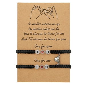 Pulseras magnéticas luminosas para parejas con letras I LOVE YOU y dije de corazón