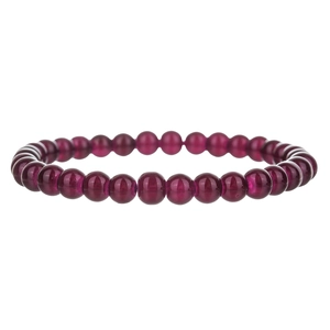 Detailed close-up of 8mm purple natural stone round beads on a handmade stretch bracelet