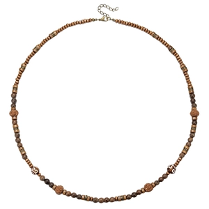 Bohemian coconut shell and wood bead necklace with ethnic style for beach vacations