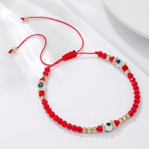 Handgemaakte Boze Oog Kralen Armband Verstelbaar Rood Touw Gevlochten Glas Kralen Armband Voor Mannen Vrouwen Boheemse Sieraden