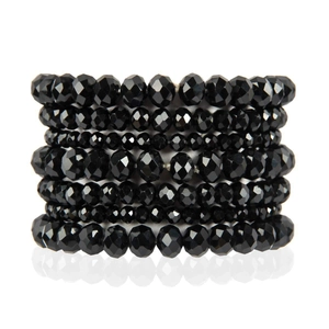 Lot de 7 bracelets bohèmes élastiques en perles noires à facettes avec finition polie