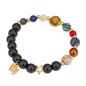 Handmade 12 constellations solar system bracelet with natural stones and Virgo charm