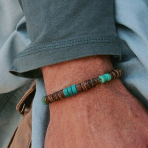 Boheems Handgemaakte Kralen Armband Kokosnootschil Hout Turkoois Kralen Stretch Armband Mannen Vrouwen Etnische Vakantie Sieraden