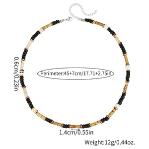 Böhmische Lavastein-Perlenkette für Herren mit Muscheln und verstellbarer Verlängerungskette