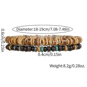 Handgefertigtes 2-teiliges Naturholzperlen-Armband für Strandurlaub und DIY-Mode