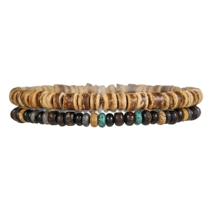 Naturholzperlen-Armbandset mit bunten Steinperlen für einen sommerlichen Strand-Urlaubslook