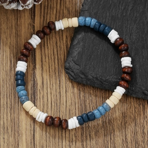 Boheemse Kokosnootschaal Houten Kraal Armband Unisex Etnisch Handgemaakt Elastisch Kralen Armband Strand Vakantie Sieraden